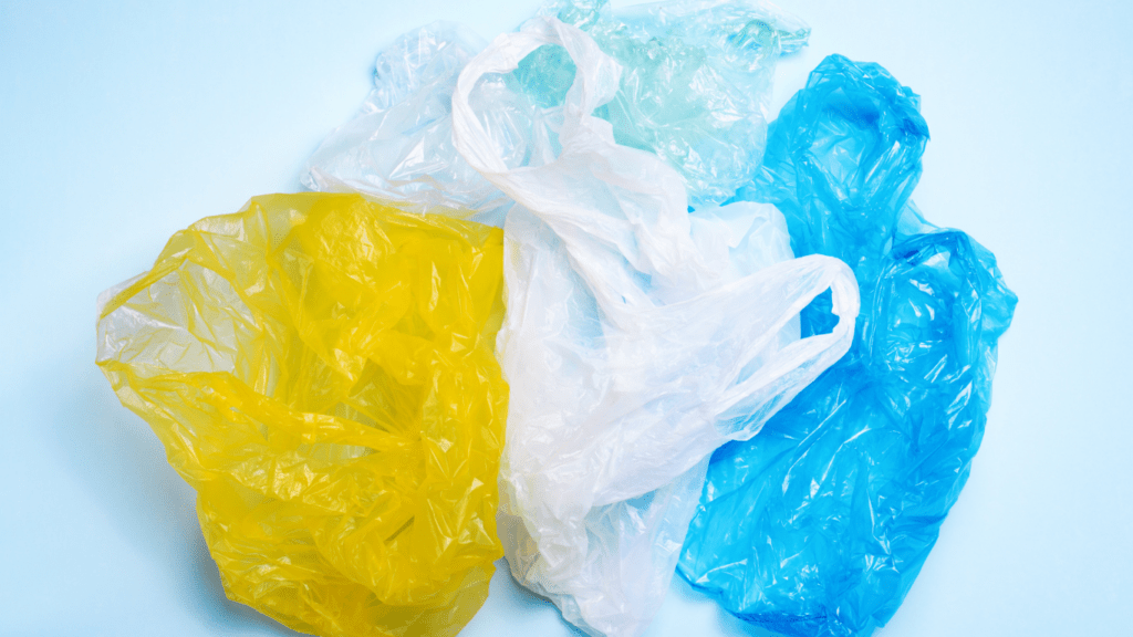 plastic bags on a blue background