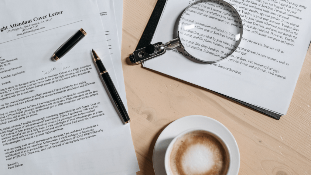 glasses and magnifying glass on an open book